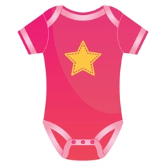 Baby Shower Pink Baby Onesie with Star Transparent Sticker